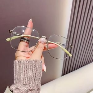 FNCXGE Anti Blue Light Glasses Metal Square Anti Radiation Shortsighted Eyeglasses with grade -100 150 200 250 300 350 400 450 500 Korean style  Women Men