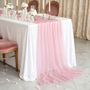 VIKAMA Multi Color Tulle Table Runnerfor Wedding Head TableBridal Shower Baby Shower Birthday Dinner Banquet Romantic Decor