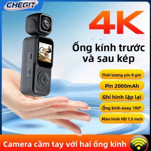 Camera Hành Động Bỏ Túi MINI Vlog 4K WIFI Quay Phim Thể Thao Ngoài Trời UHD Chống Rung Camera Đeo Thân Thiết Bị Ghi Hình Di Động Bảo Mật 180 °   Có Thể Xoay