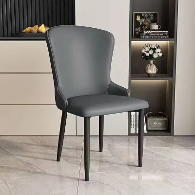 Leather Wing Curved Back Dining Chair