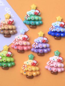 Christmas Tree Resin Accessories Handmade DIY Cream Glue Mobile Phone Case Hair Clip Fridge Magnet Keychain Hole Shoe
