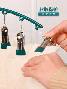 XAIVER มากน้อย 10 ตัวหนีบ ไม้แขวนเสื้อ และหนีบ ไม้แขวนผ้า พร้อมตะขอล๊อค สุขสินทรัพย์ ตัวหนีบเคลือบซิลิโคนกันลื่น ประหยัดพื้นที่