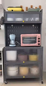MIKI Kệ tủ  Có Bánh Xe Kệ để đồ nhà bếp Kệ Nhà Bếp Đa Năng Thông Minh tủ bếp Nhiều tầng Kệ Vi Sóng - hàng nhập khẩu carbon sơn chất lượng cao
