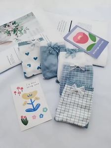 5Pcs Cute Bow Print WomenS Panties High Waist Breathable Comfy Plus Size Lingerie Underwear For Ladies Soft Cotton Briefs Sweet