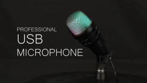 Basix | Mini USB Condenser Microphone RGB Noise Reduction for Live Streaming Gaming Karaoke Video Conferencing PC