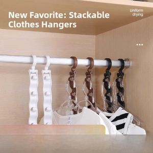 Multi-Layered Five Linked Clothes Hanger with Connecting Hook Home Wardrobe Space Saving Storage Multi-Functional Student Dormitory Plastic Hanger