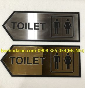 Biển chỉ dẫn nhà vệ sinh toilet chất liệu inox in uv sang trọng KT10x25cm