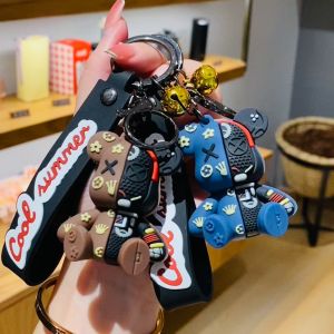 Malaysia Ready Stock✅ Cartoon Doll Mechanical Bear Keychain Fashion PVC Bear Key Ring Colorful Keychains Backpack Pendant Car Key