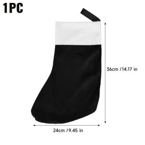 5Pcs 36cm Large Hanging Christmas Stockings Red Black Gift Bag Holders Santa Sock for Fireplace Window Display Xmas Tree Decor