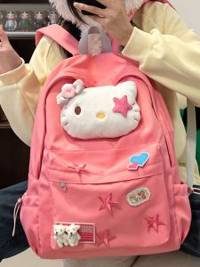 Túi Đeo Vai Đôi Hoạt Hình Hello Kitty Túi Học Sinh Nữ Túi Xách Thời Trang Dễ Thương Túi Đeo Vai Bằng Vải Polyester