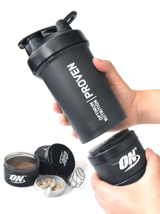 on Original Protein Muscle Building Powder Shaker Cup Portable Sports Scale Three-layer Stirring Milk Shake Water Cup