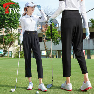 TTYGJ Golf Pants for Women Trousers High Waist Straight Harlan Cropped Black Skinny Vintage Versatile Casual Sportwear
