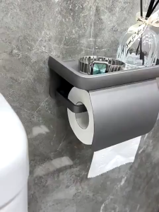 Tissue Holder Wall Mounted Toilet Paper Roll Rack Waterproof Punch-Free Phone Storage Pemegang Tisu