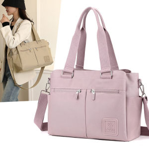 Large Capacity Shoulder Bag Womens Bag Work Commuter Tote Lightweight Casual Handbag Pure Color Nylon Crossbody Cloth Bag