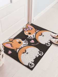 Cute Pet Korean Style Cardigan Entrance Door Mat Home Use Anti Slip Footrest Mat Hallway Entrance Mat Soft PVC Machine Woven