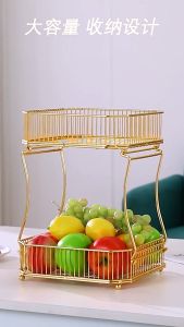 Keranjang Buah Ganda Yang Dapat Dilepas Dari Besi Ruang Tamu Dapur Rak Desktop Rak Penyimpanan Makanan Ringan Buah Dan Sayuran