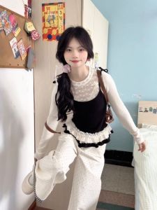 Áo Thun Dài Tay Phong Cách Hàn Quốc Ngọt Ngào Cho Nữ Mùa Xuân Nhỏ Nhắn Độc Đáo Làm Thon Gọn Áo Trên Cùng