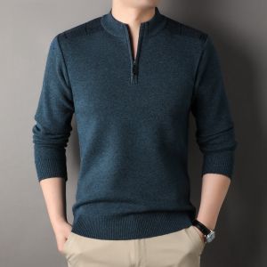ROMON | Lormen Mens Knitted Sweater Winter Thickened Warm Slim Fit Casual Business Half Zipper Knitwear Fashion Urban Style Long Sleeve