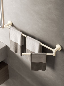 Full Copper Rotating Single Rod Towel Rack No Drilling Bathroom Shower Room Villa Towel Hanging Bar Chrome Plated 80cm Length