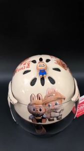 Nón bảo hiểm cho bé Labubu Capybabra Kuromi gắn sticker 3D chính hãng công ty Long Thanh đạt chuẩn an toàn giao thông