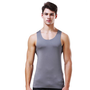 Nam Mùa Hè Bể Không Tay Cổ Tròn Ice Silk Quần Lót Không Đường May Trong Suốt Màu Áo Sơ Mi Thể Dục Nam Áo Vest Tee Cao Cấp
