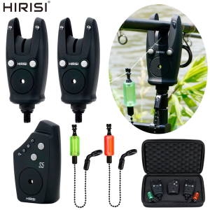 Hirisi S5 Carp Fishing Alarm Set 1+2 with 2 LED Swingers Adjustable Sensitivity/Volume/Tone with Portable Storage Case