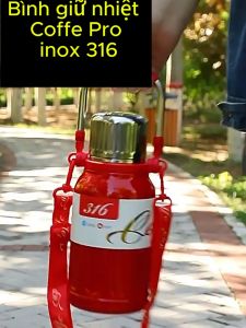 Bình nước giữ nhiệt có quai xách dây đeo lõi inox 316 dung tích 800ml 1000ml 1500ml giữ nhiệt 24h CoffePro