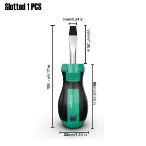  Mini Screwdriver S2 Alloy Steel 6mm Cross Flat Tip Non-Slip Grip Portable Hand Tool for Cabinet Electronic Narrow Gap Repair