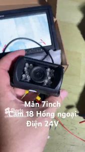 Bộ camera cho ô tô màn hình 7 inch camera lùi 18 đèn hồng ngoại giúp quan sát buổi tối xa hơn rõ hơn dùng điện 12 - 24Vol