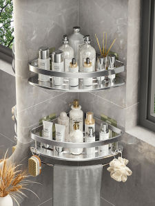 ตู้หนีบสามเหลี่ยมสำหรับห้องน้ำแบบติดผนัง ไม่ต้องเจาะ ชั้นวางของสำหรับที่นั่งปัสสาวะ โต๊ะล้างหน้า จัดระเบียบ