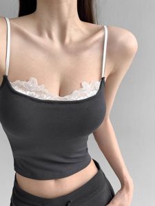 Chantilly Sweety Ballet Lace Trimmed Tank Top Womens Pure Desire Summer Spicy Girl Outerwear Short Base Shirt