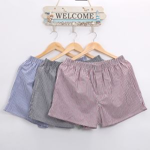 Pure Cotton Boxer Shorts for Men Loose Fit Home Sleepwear Arro Pants Comfortable Breathable Mens Underwear in Assorted Stripes
