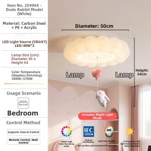 FANCY LAMP CLUB | Eye-protective Full-spectrum Cartoon-style Modern Cream Ceiling Light
