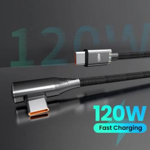90 Degree Elbow USB C Cable PD 120W Fast Charging Type C To Type C Cable For iPhone 15 Samsung Xiaomi Huawei Charger Data Cord