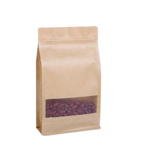 ( 1 Pcs ) Standing Pouch Flat Bottom Craft Windows Coklat 12 x 22 | Kemasan Kopi Snack | Kemasan Paper Ziplock Windows