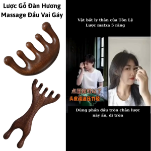 Lược Gỗ Đàn Hương Massage Da Đầu Vai Gáy Mặt.