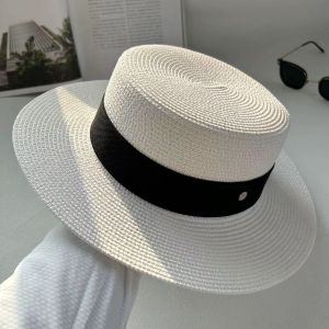 New 2025 Wide Brim Straw Hat: French Flat Top Women's Large Head Size Sun Protection Hat for Travel & Holiday Outdoors