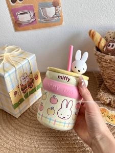 Ceramic Mug With Lid and Straw
