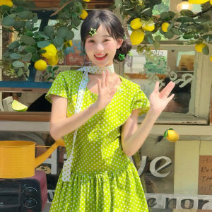 Karrar betsey | Summer Dopamine Green Dots Dress