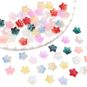 10pcs/bag 13x12mm Gradient Colorful Glass Beads Flower Loose Beads for Earring Necklace Bracelet DIY Craft Jewelry Making Accessory