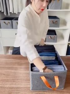 Foldable Clothes Storage Box Washable Stackable Laundry Organizer 9 Grids Wardrobe Drawer Organizer