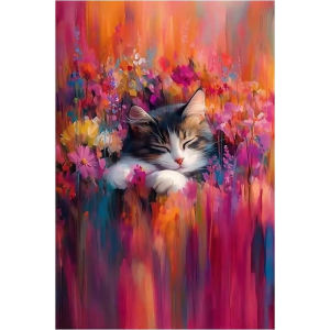 Jigsaw Puzzle for Adults 500/1000/1200/2000PCS Cat and Floral Artwork Mindful Game Stress Relief Decor Gift