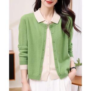 MAIMEI | Fashionable Ladies Knitted Sweater Top Woolen Open Cardigan Spring Autumn Stylish Fake Two-Piece Korean Style Loose Fit Long Sleeve