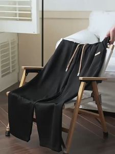 The New Drape Loose Straight Leg Pants Plain Breathable Wide Leg striped Pants