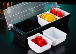 Fruit box condiment container 3 grids Seasoning Box with Lid Hotel Seasoning Box Square Storage Box Food Storage Box