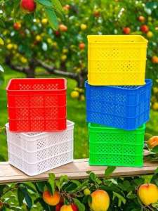 Thickened Plastic Rectangular Hollow out Storage Basket Vegetable Egg Basket Square 35kg 40kg Orange Box for Storage And Transportation