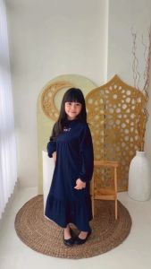 Hooneybee Humaira Navy - Gamis anak Perempuan [Size 2-10 Tahun] Baju Kaos Cewek