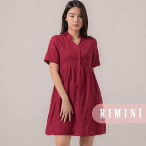 RIMINI - Dress Wanita Gaun Dinner Lengan Pendek Bruklat Vneck xs-xl - Nirva Dress 522279