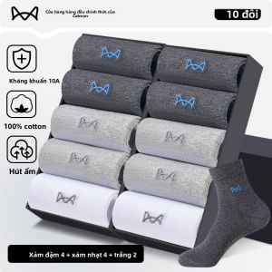 Tất nam MiiOW vải cotton dài đến bắp chân thoáng khí kháng khuẩn