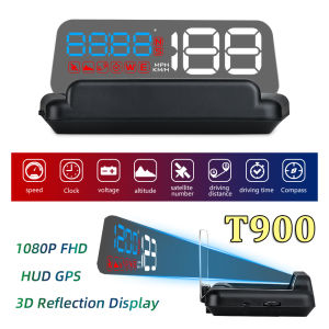 RYSJM | T900 HUD Car Head Up Display For All Cars Plastic Digital Speedometer Plug and Play Universal GPS Digital Clock Compass Altitude